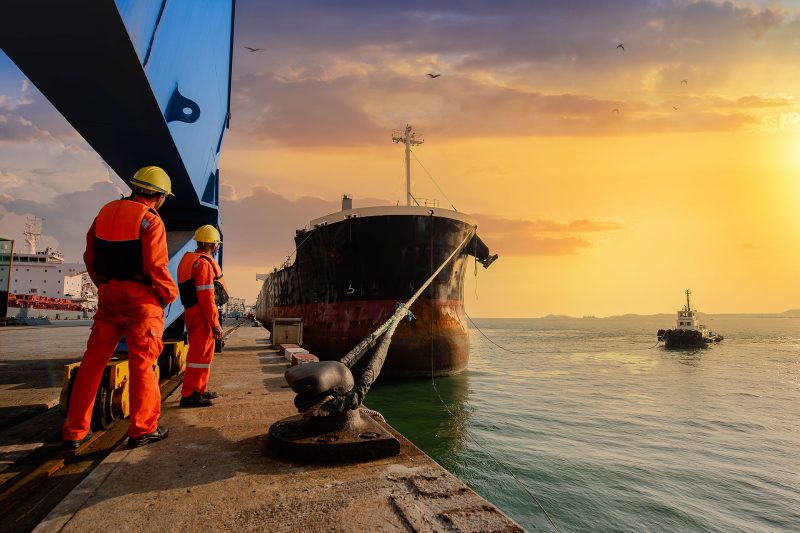 Cargo vessel in port