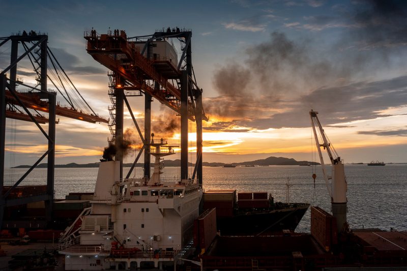 Emissions from cargo ship