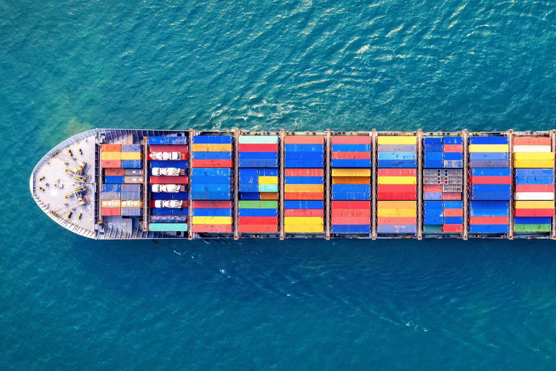 Overhead view of cargo ship